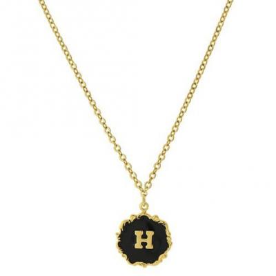 Necklace Gold-Dipped Black Enamel Initial H.JPG